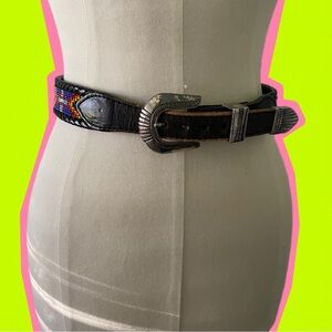 1991 Navajo Beaded Leather Belt